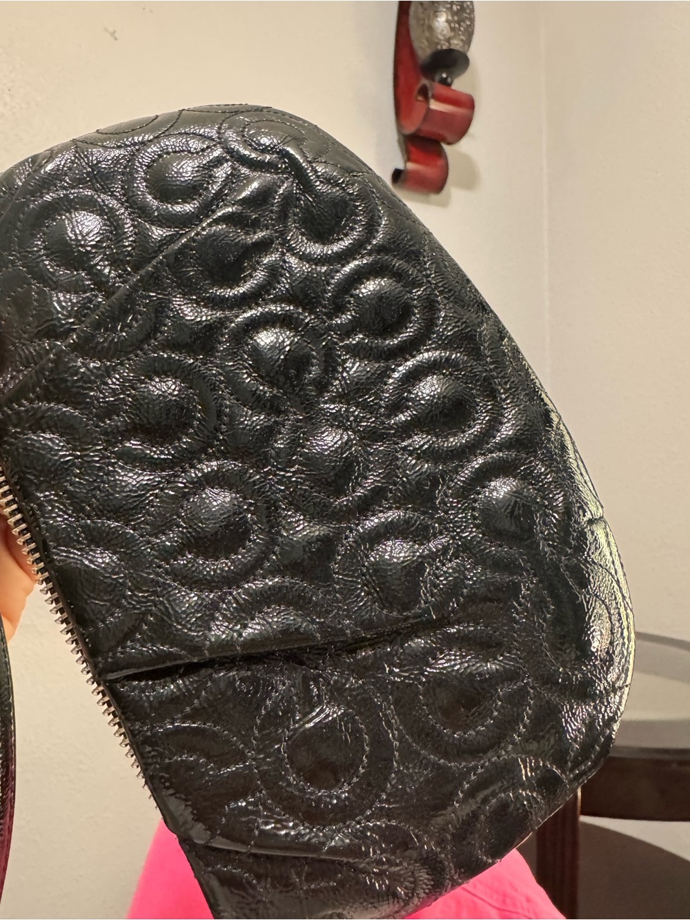 Coach Black Quilted Signature Leather Wristlet - Picture 11 of 12